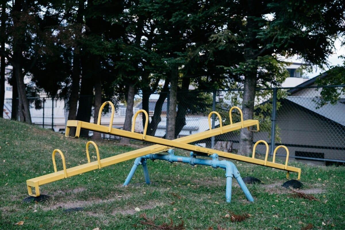 Seesaw on grass