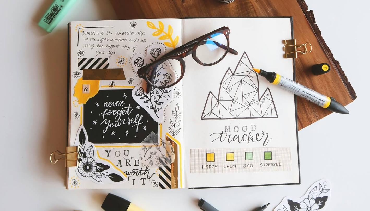 Example of an over-illustrated Bullet Journal spread